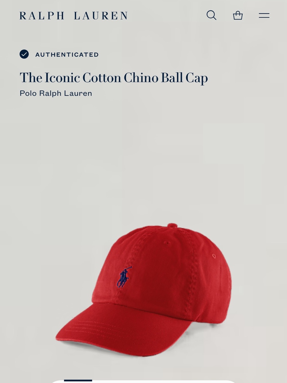Polo Ralph Lauren Logo Iconic Cotton Chino Ball Cap Red Adjustable Back Buckle